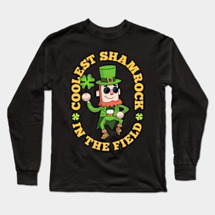 Coolest Shamrock In The Field Leprechaun St Patricks Day Long Sleeve T-Shirt